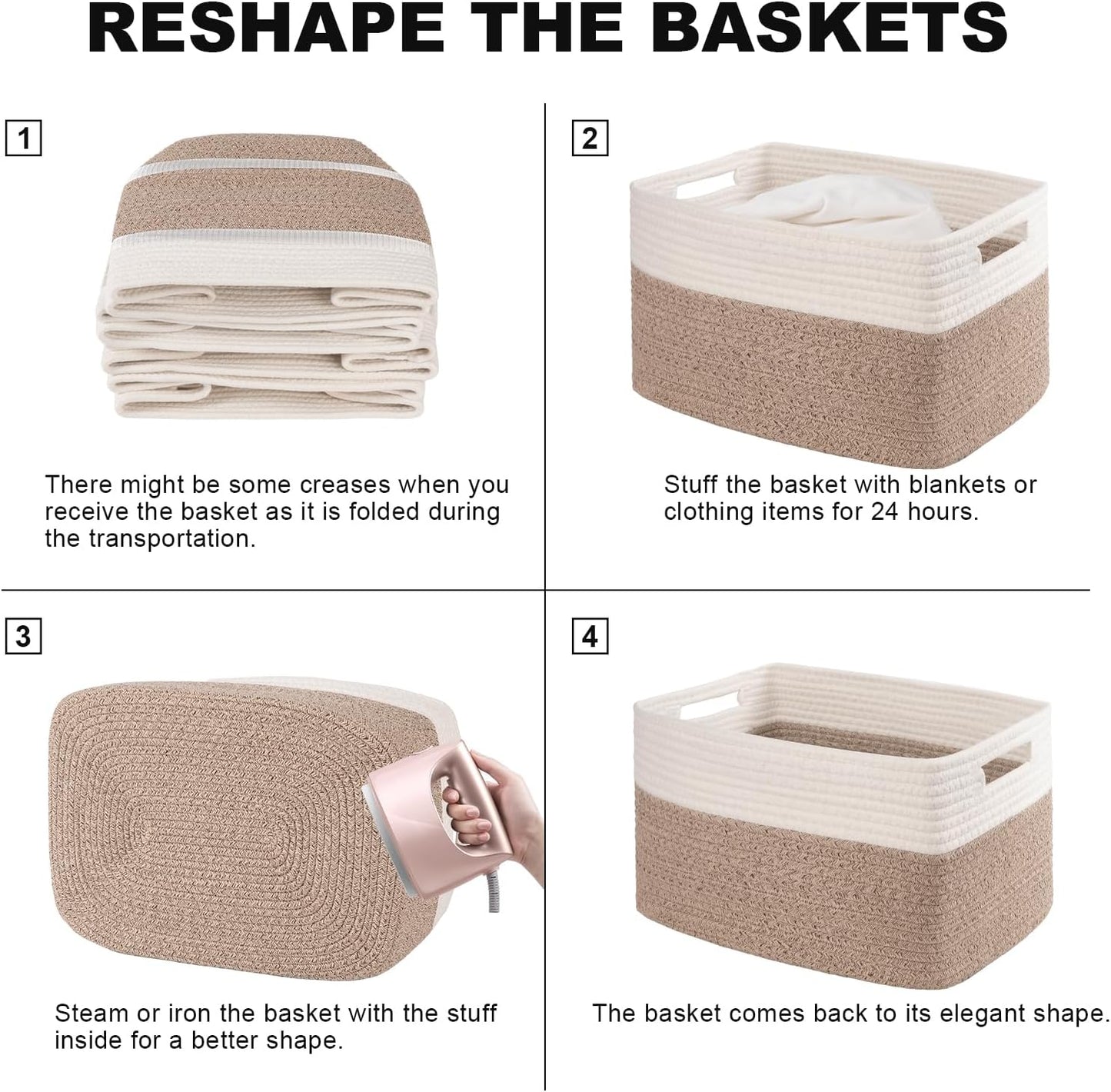 SIXDOVE Soft Woven Cotton Rope Storage Basket Set (Set of 4)