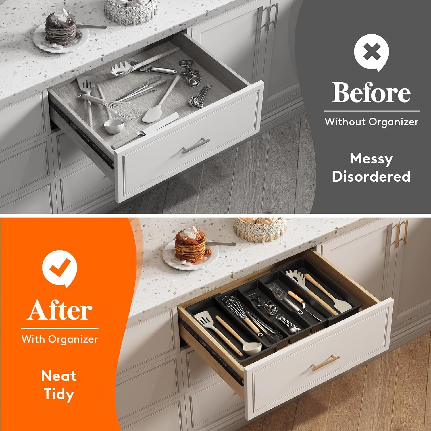 Lifewit Expandable Kitchen Cutlery & Utensil Drawer Organiser