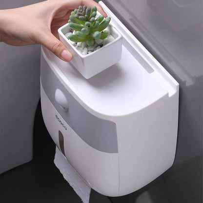 Wall-Mounted Waterproof Toilet Paper Holder & Storage Box