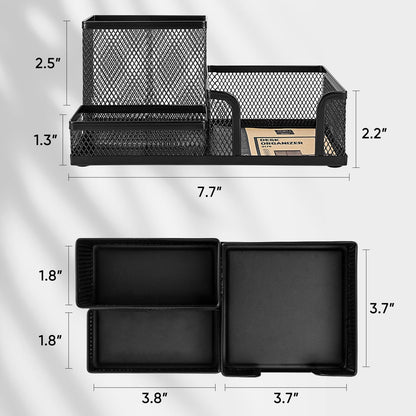 Mesh Desk Organizer Office Supplies Caddy with Pencil Holder and Storage Baskets