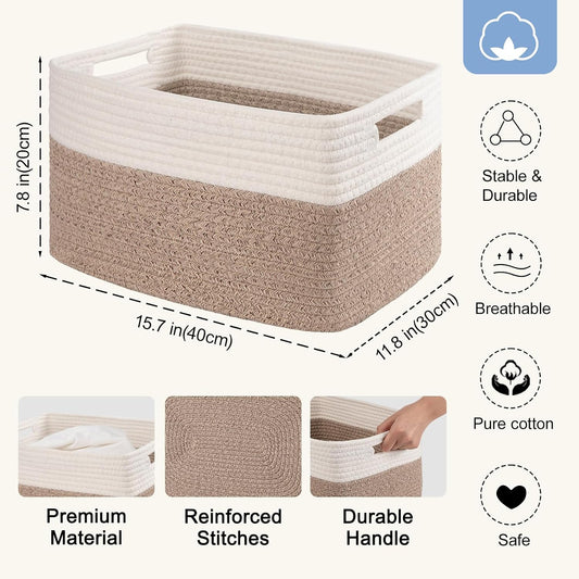 SIXDOVE Soft Woven Cotton Rope Storage Basket Set (Set of 4)
