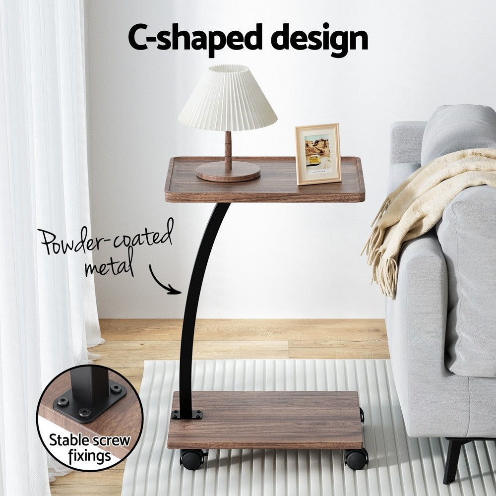 Artiss Mobile C-Shaped Coffee & Side Table