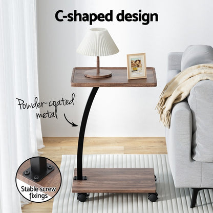 Artiss Mobile C-Shaped Coffee & Side Table