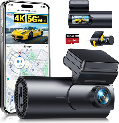4K Dual Dash Cam with GPS & Wi-Fi