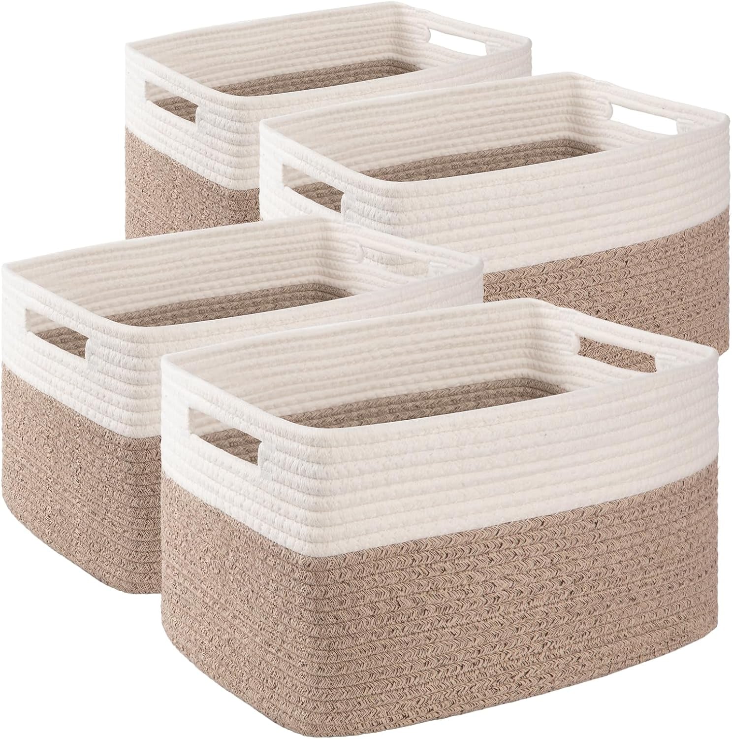 SIXDOVE Soft Woven Cotton Rope Storage Basket Set (Set of 4)