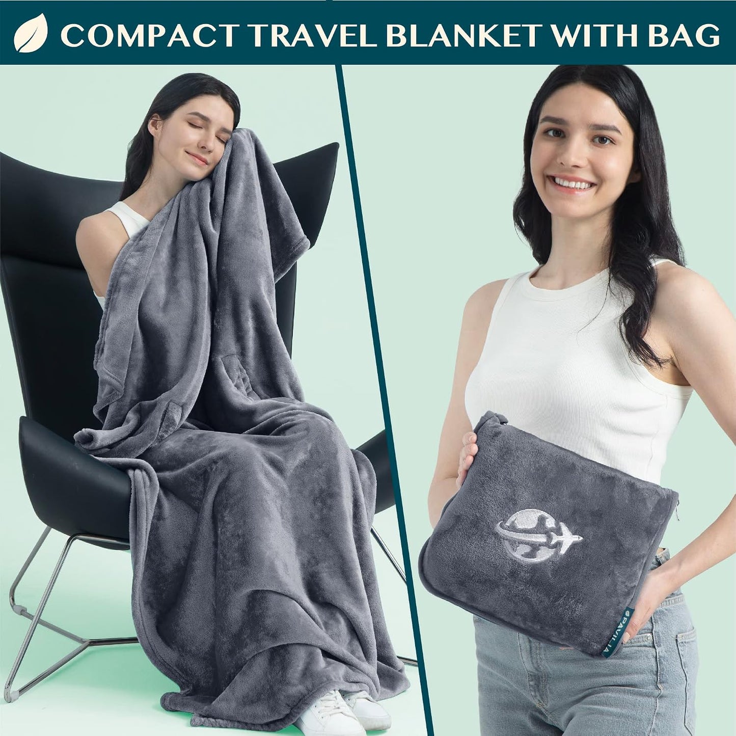 2-in-1 Microfleece Travel Blanket & Pillow
