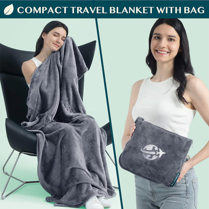 2-in-1 Microfleece Travel Blanket & Pillow