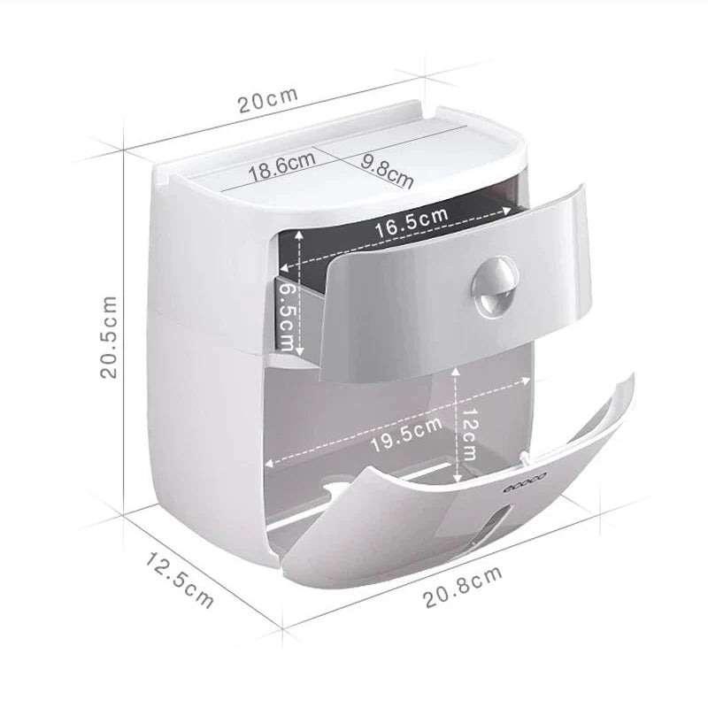 Wall-Mounted Waterproof Toilet Paper Holder & Storage Box