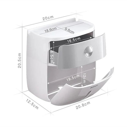 Wall-Mounted Waterproof Toilet Paper Holder & Storage Box