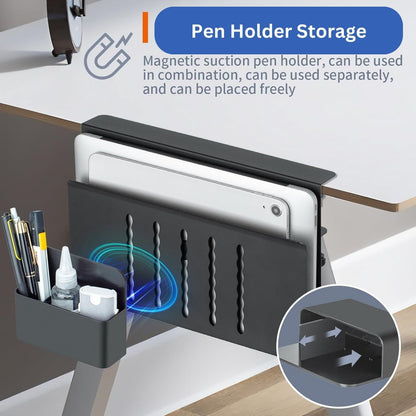 CARLA HOME Under Desk Side Laptop Holder Storage with No Drill Cable Management Tray and Pen Storage for Office and Home