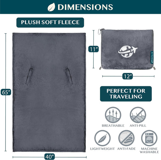 2-in-1 Microfleece Travel Blanket & Pillow