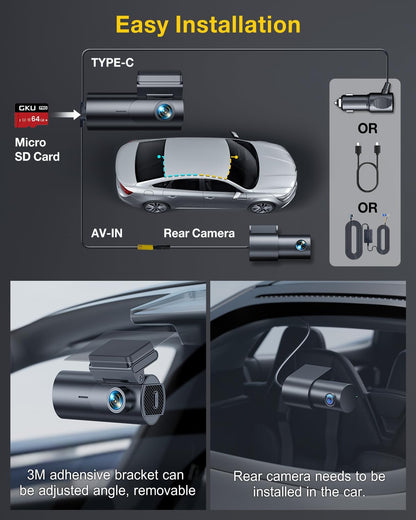 4K Dual Dash Cam with GPS & Wi-Fi