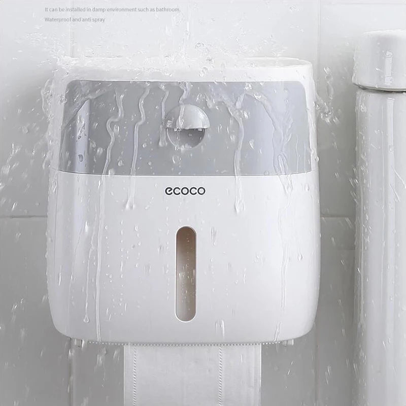Wall-Mounted Waterproof Toilet Paper Holder & Storage Box