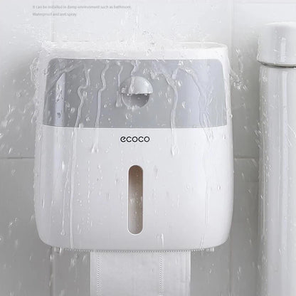 Wall-Mounted Waterproof Toilet Paper Holder & Storage Box