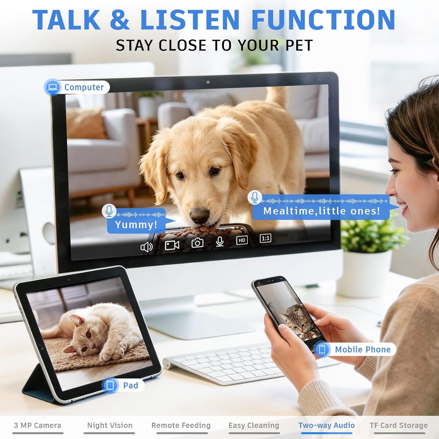 Smart Automatic Dual-Bowl Pet Feeder with 1080P HD Camera