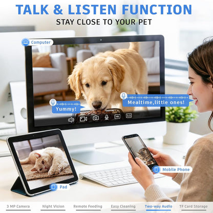 Smart Automatic Dual-Bowl Pet Feeder with 1080P HD Camera