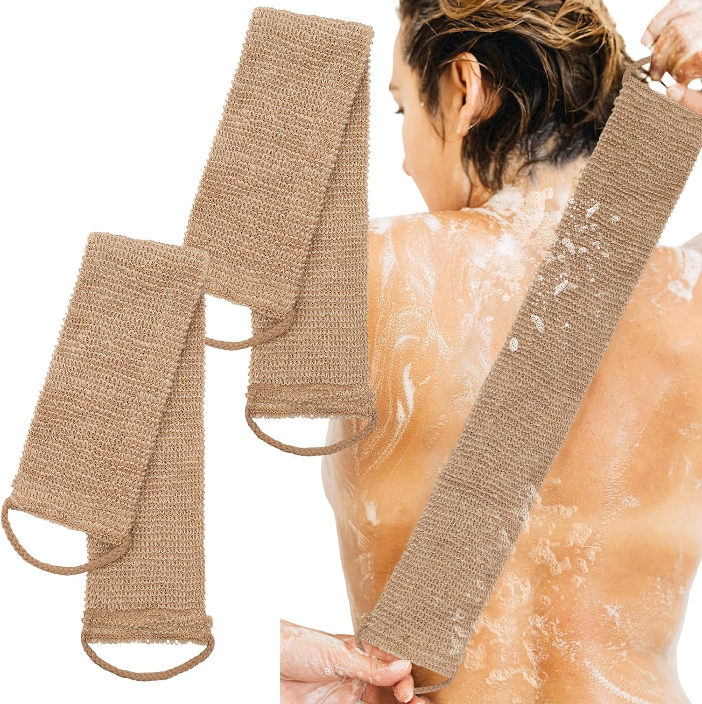 2-Pack 100% Natural Jute Exfoliating Back Scrubber