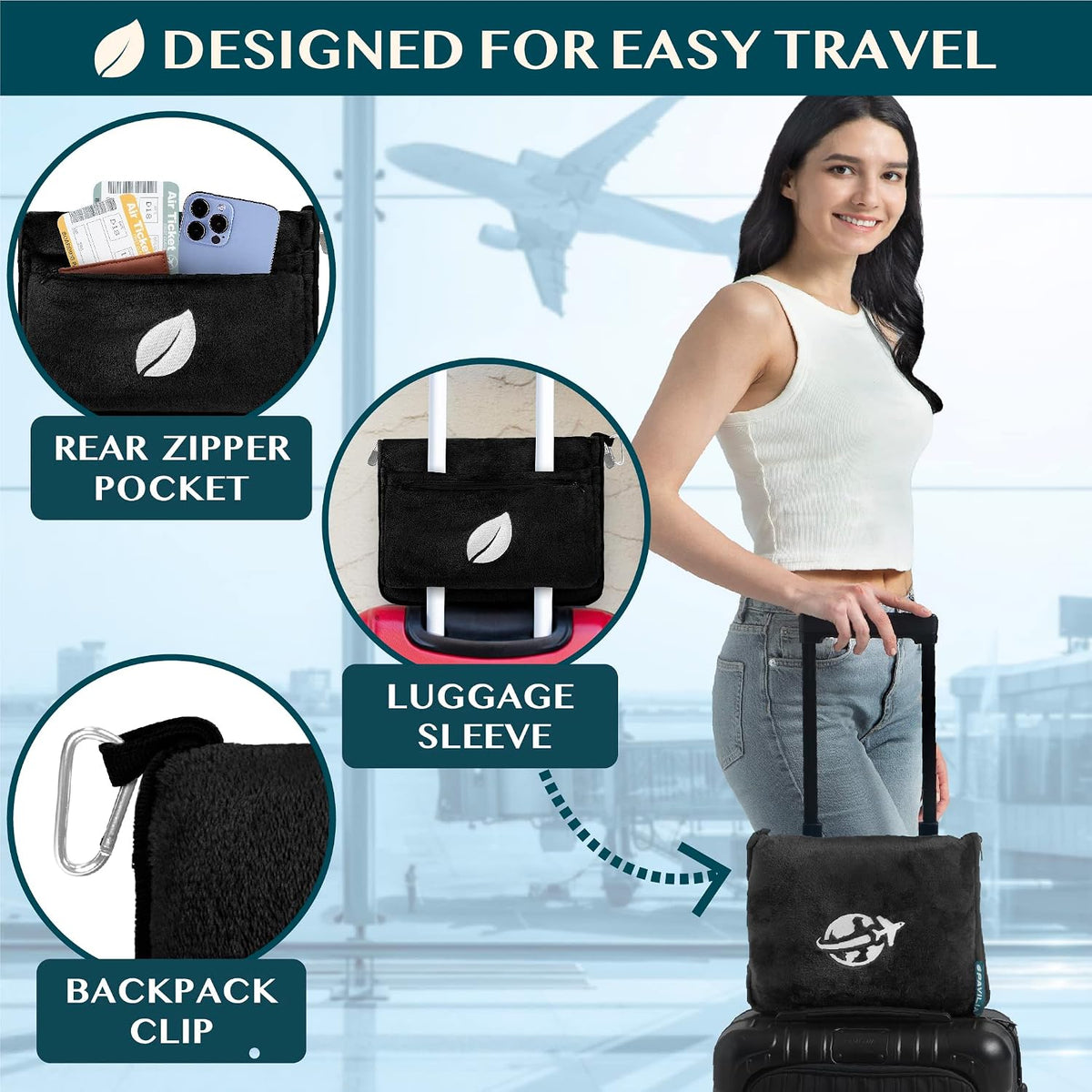 PAVILIA Wearable Travel Blanket & Pillow