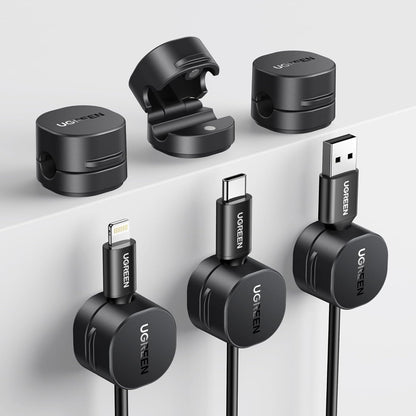 6 Pack Magnetic Cable Clip, Strong Adhesive Cable Management | Keep Phone Charging Cables, Computer Cords, and Home Appliance Cables Organized for Nightstand, Desk, Black