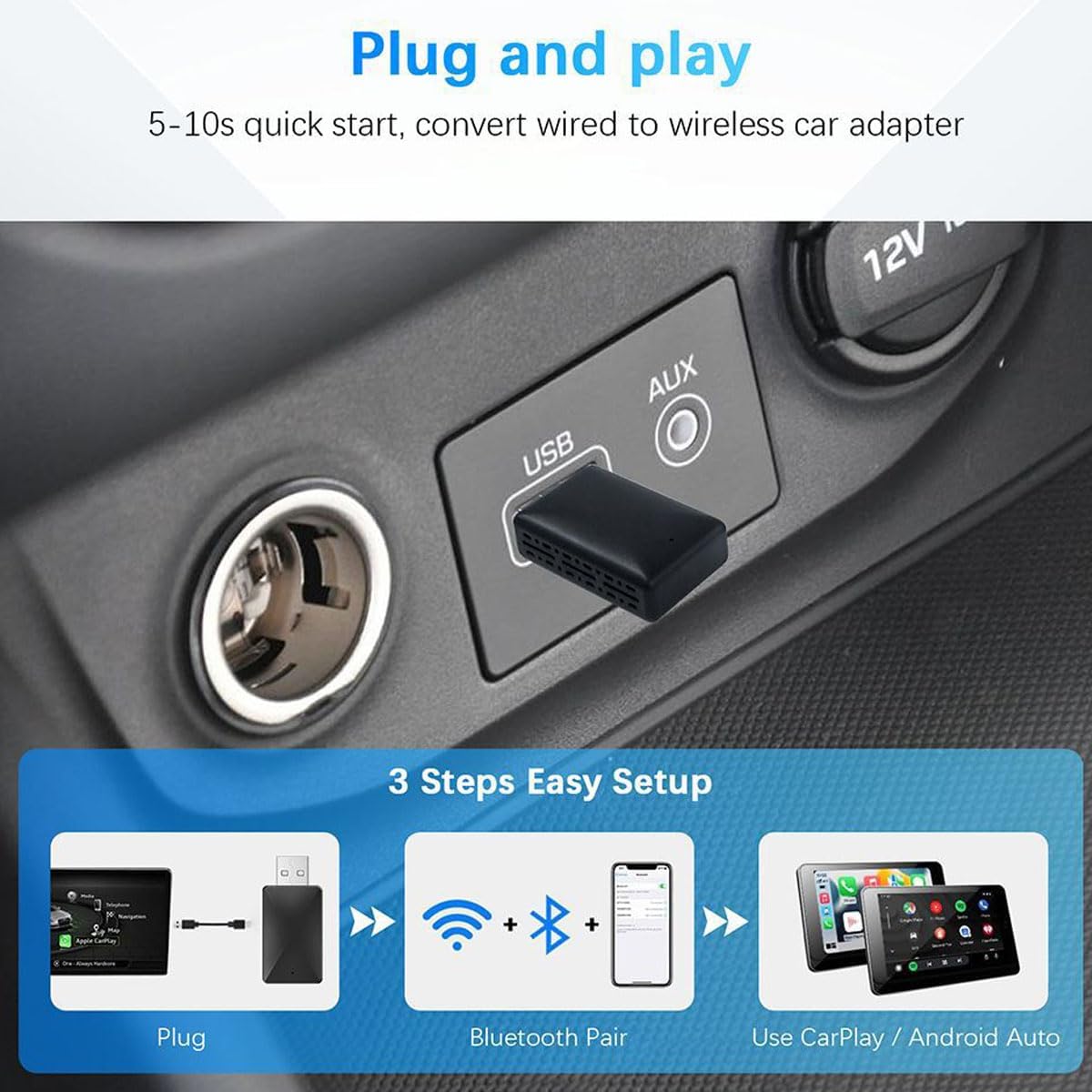 Wireless 2-in-1 CarPlay & Android Auto Adapter