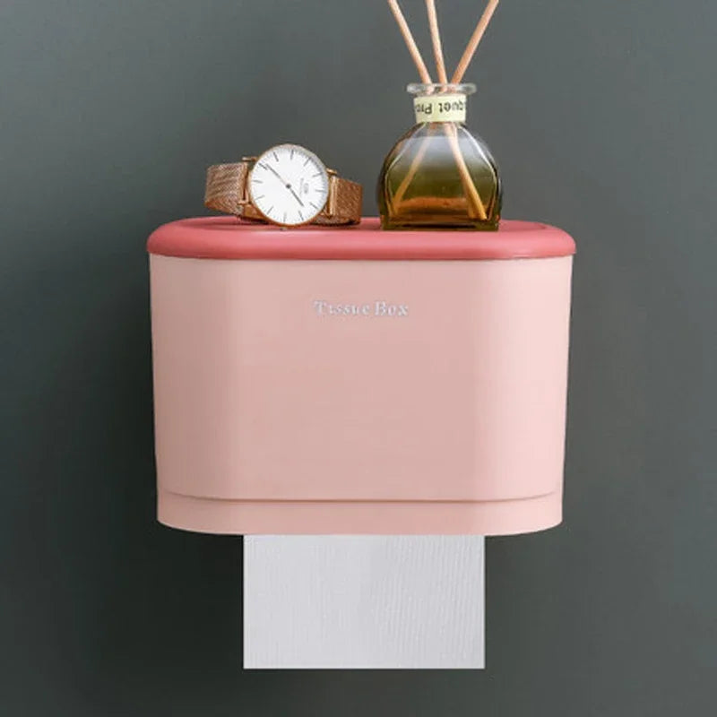 Wall-Mounted Waterproof Toilet Paper Holder & Storage Box