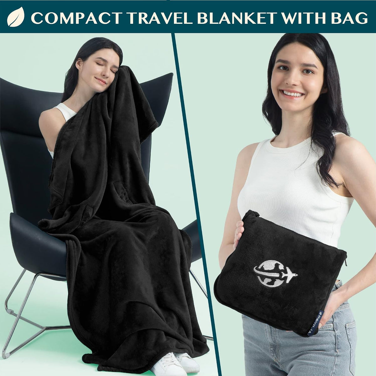 PAVILIA Wearable Travel Blanket & Pillow