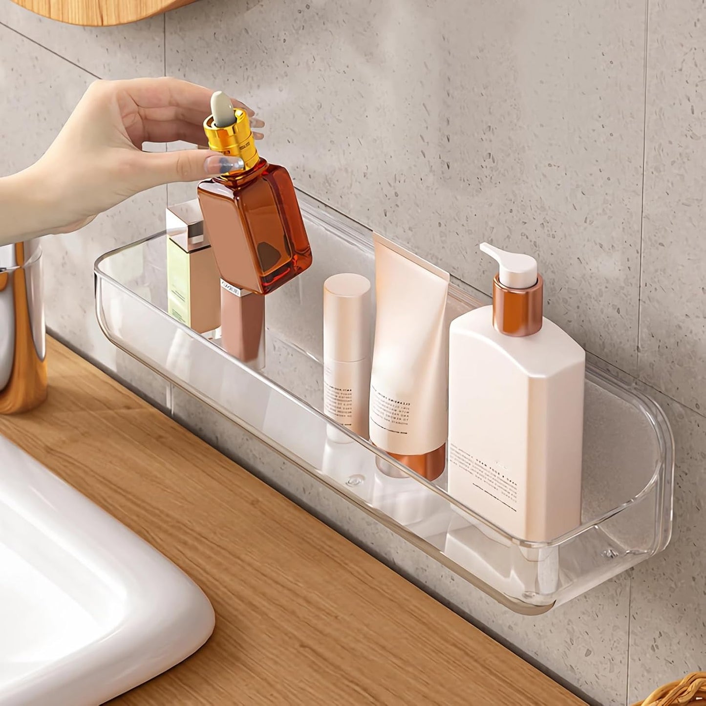 Acrylic Wall-Mounted Adhesive Shower & Bathroom Caddy