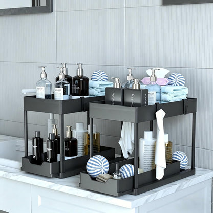 DEKAVA 2-Tier Sliding Under-Sink Cabinet Organiser (2-Pack)