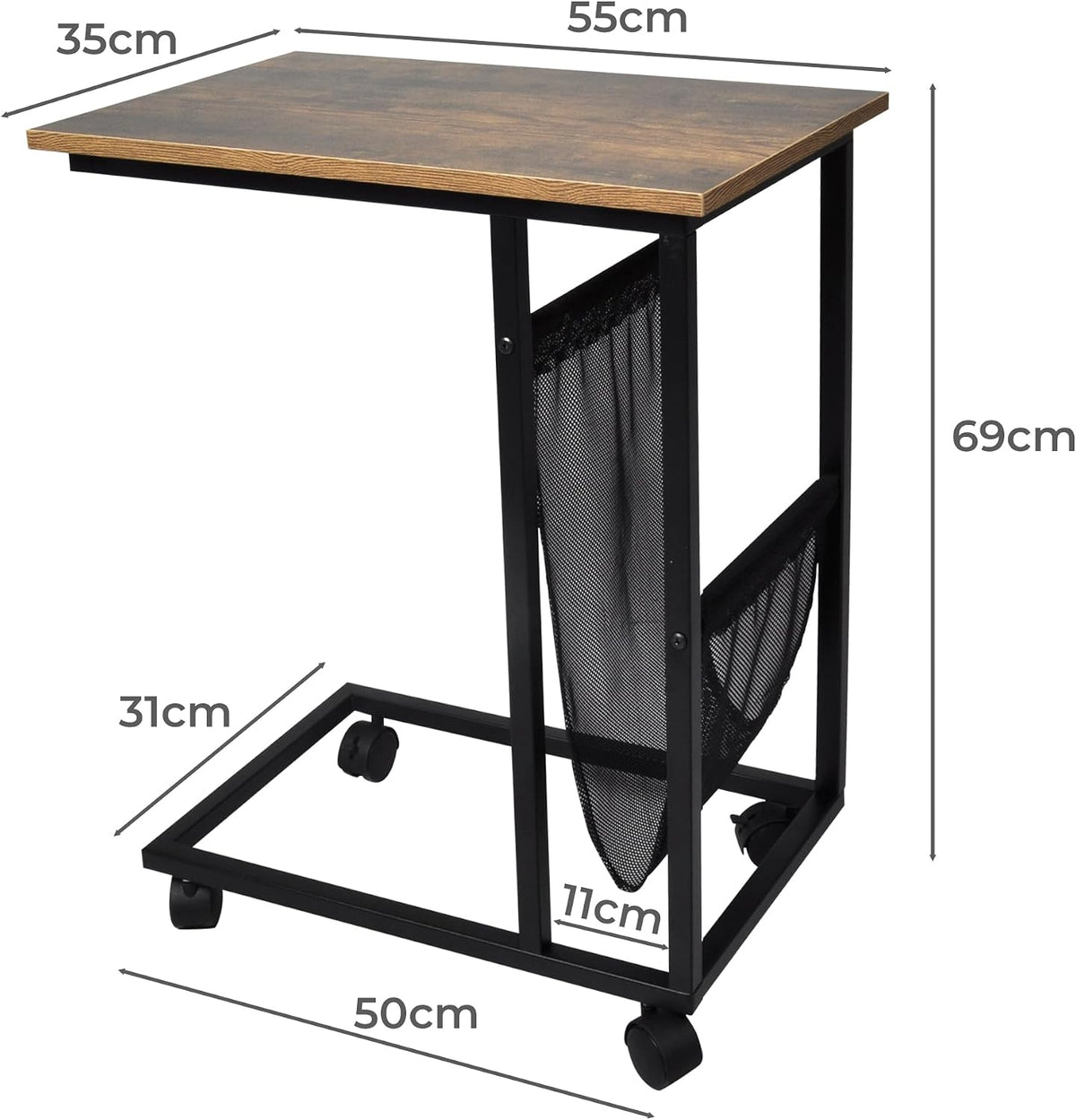 C-Shaped Mobile Side Table