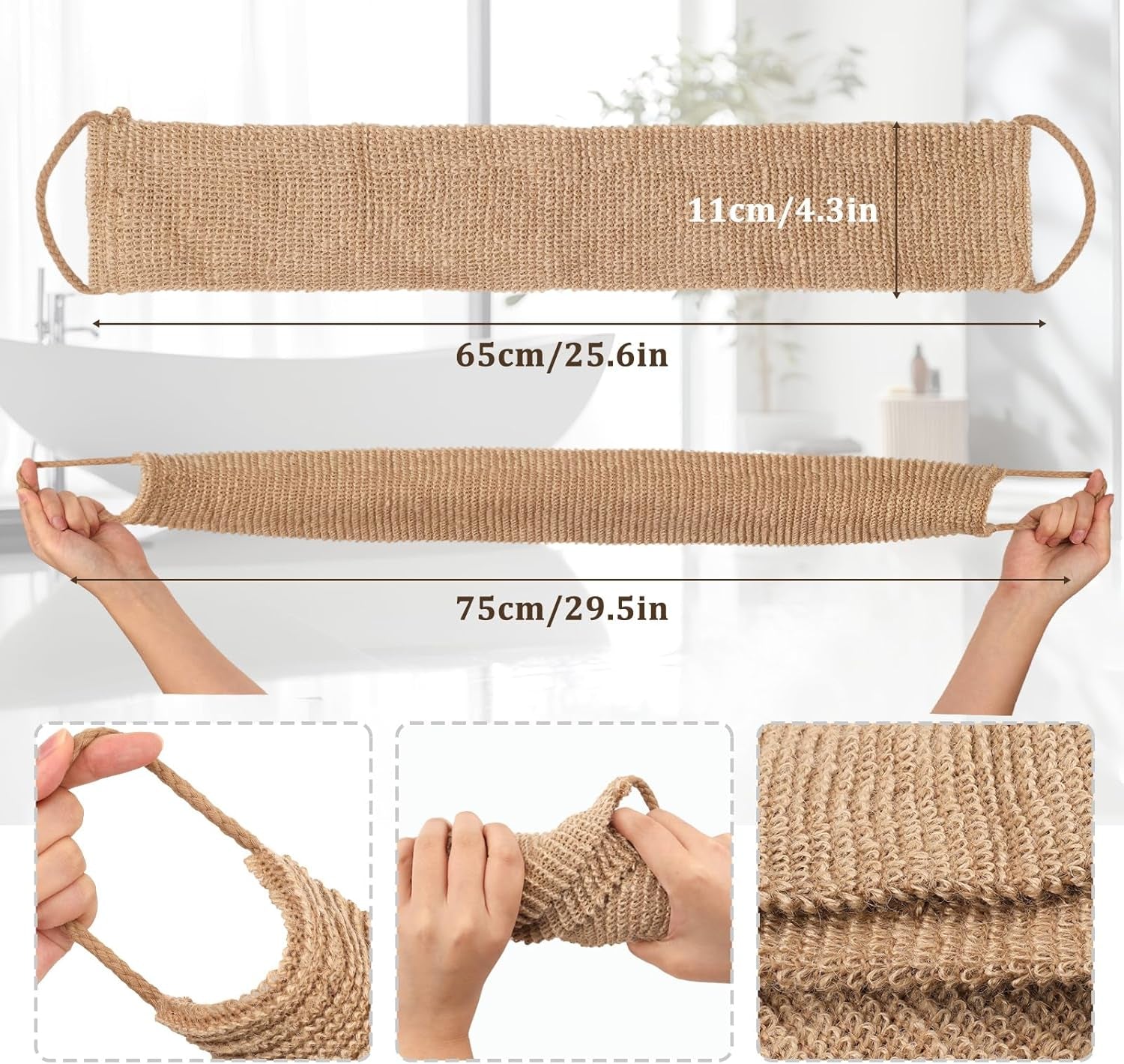 2-Pack 100% Natural Jute Exfoliating Back Scrubber