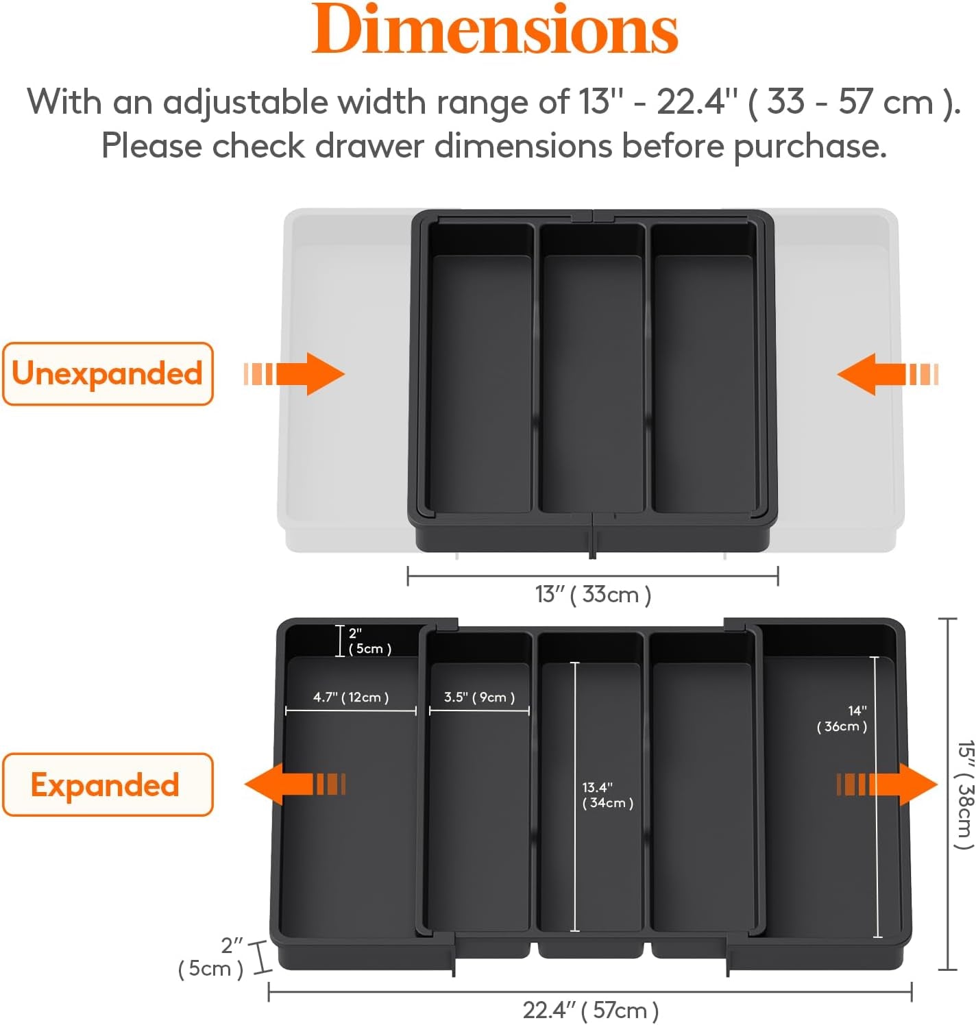 Lifewit Expandable Kitchen Cutlery & Utensil Drawer Organiser