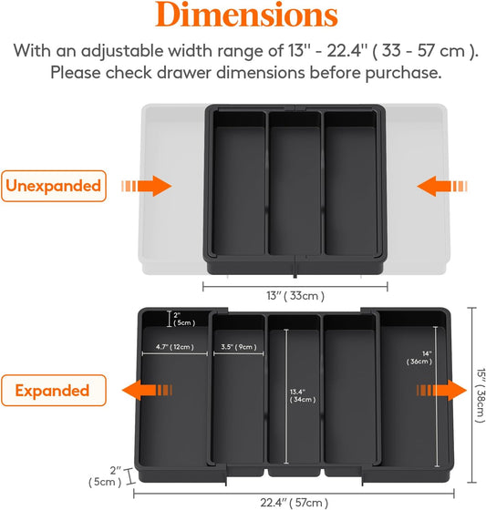 Lifewit Expandable Kitchen Cutlery & Utensil Drawer Organiser
