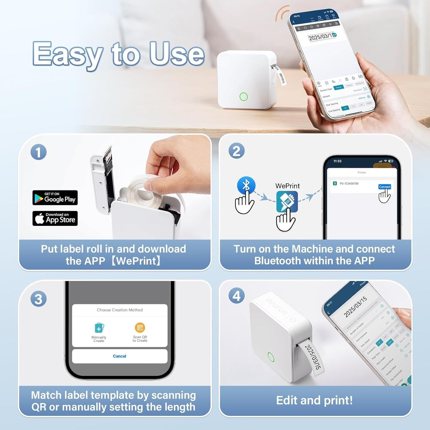 Portable Bluetooth Thermal Label Printer