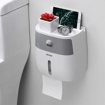 Wall-Mounted Waterproof Toilet Paper Holder & Storage Box