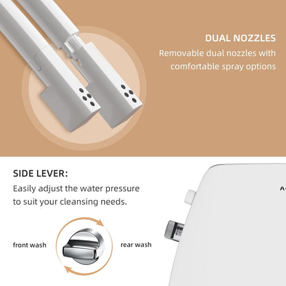 AQUATIZ Ultra-Thin Non-Electric Bidet Toilet Seat