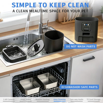 Smart Automatic Dual-Bowl Pet Feeder with 1080P HD Camera