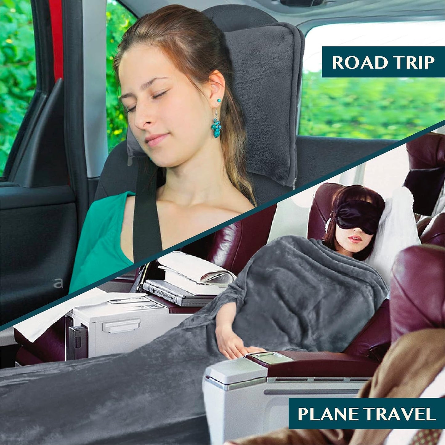 2-in-1 Microfleece Travel Blanket & Pillow