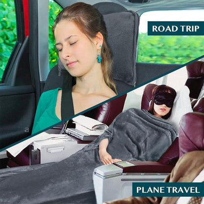 2-in-1 Microfleece Travel Blanket & Pillow
