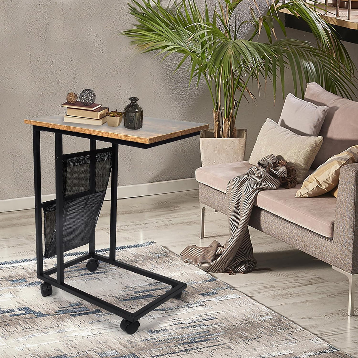 C-Shaped Mobile Side Table