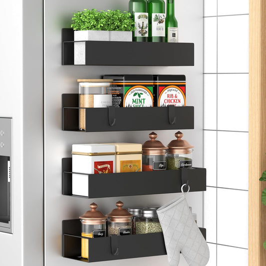 4-Pack Magnetic Spice Storage Rack Organiser