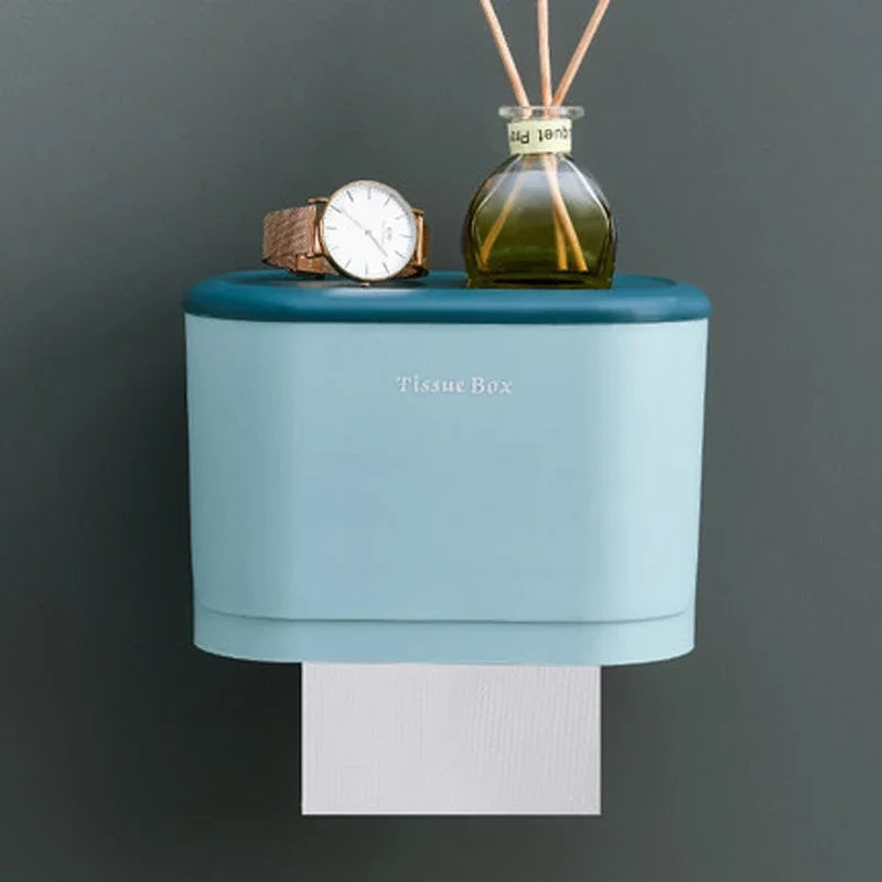 Wall-Mounted Waterproof Toilet Paper Holder & Storage Box
