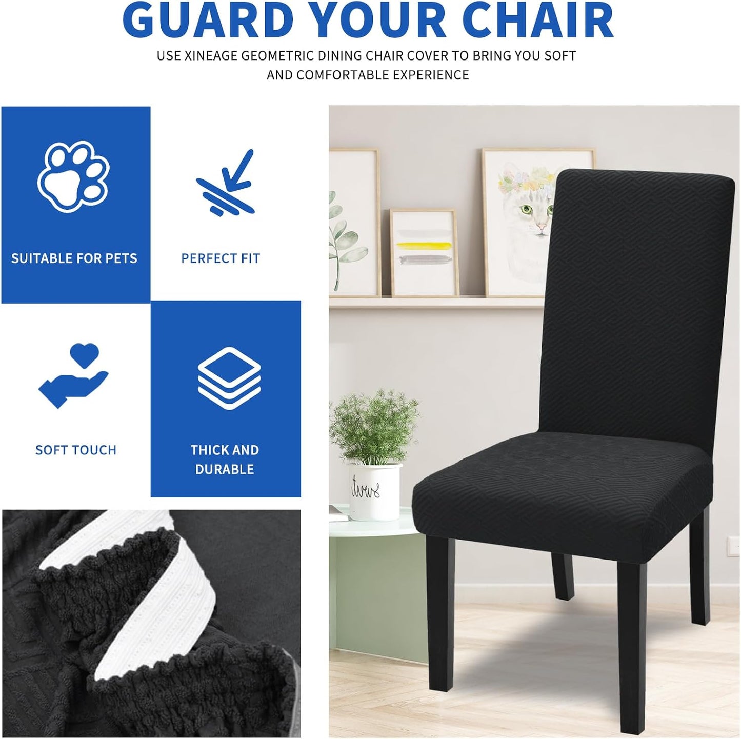 Geometric Jacquard Elastic Dining Chair Covers