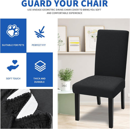 Geometric Jacquard Elastic Dining Chair Covers