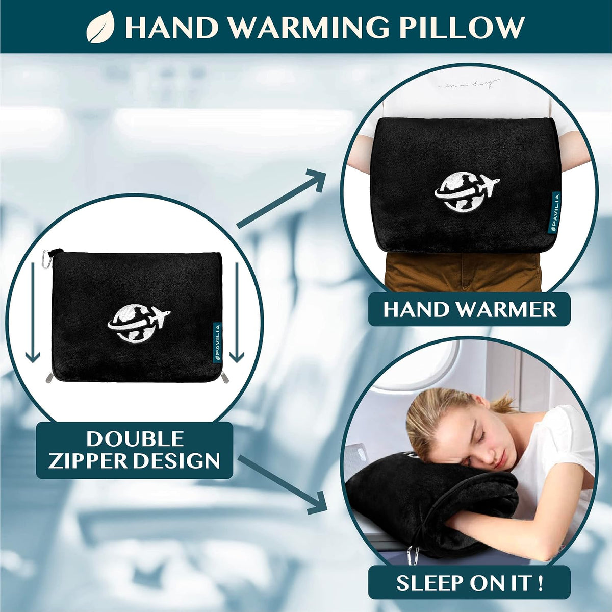 PAVILIA Wearable Travel Blanket & Pillow
