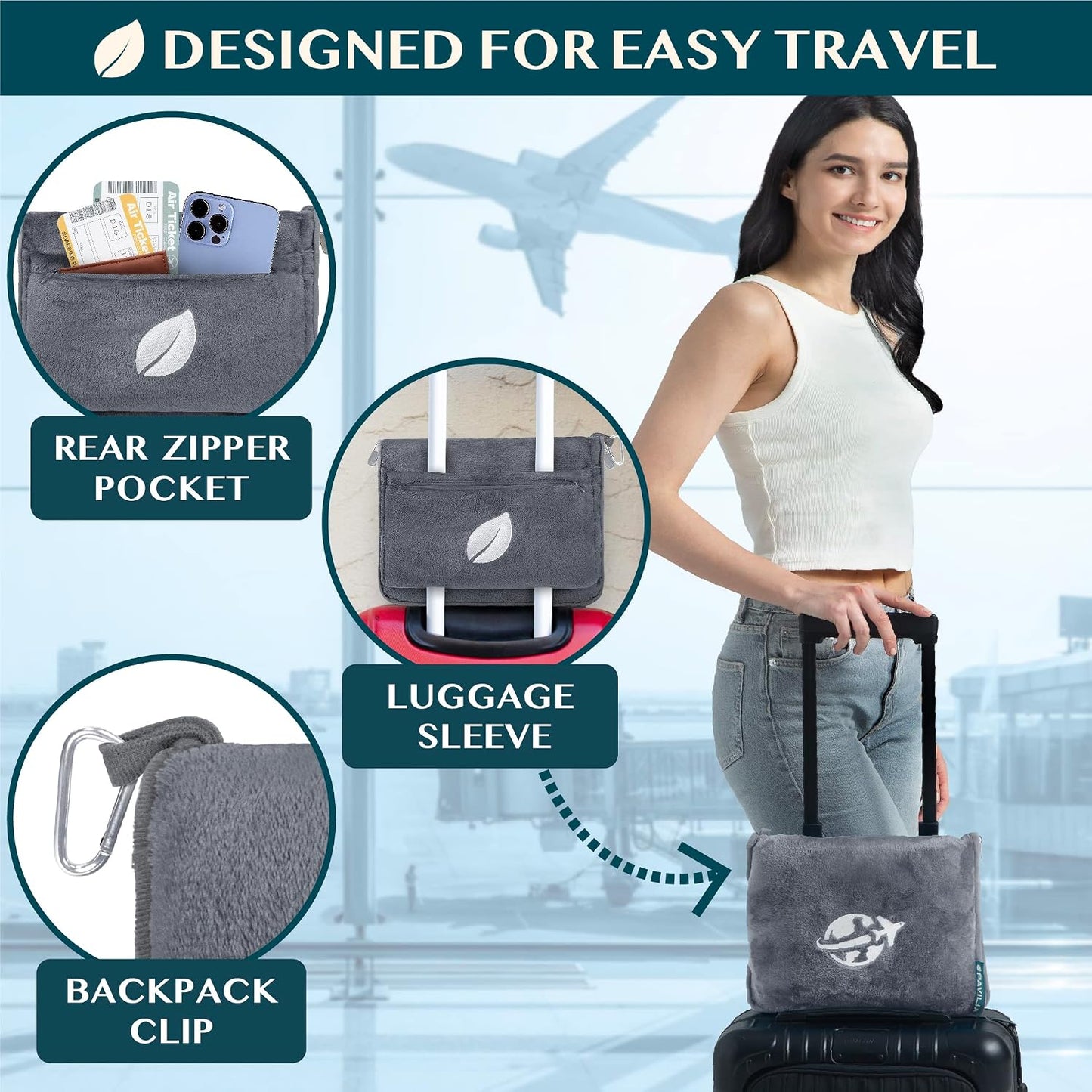 2-in-1 Microfleece Travel Blanket & Pillow