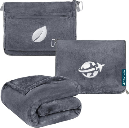 PAVILIA Wearable Travel Blanket & Pillow