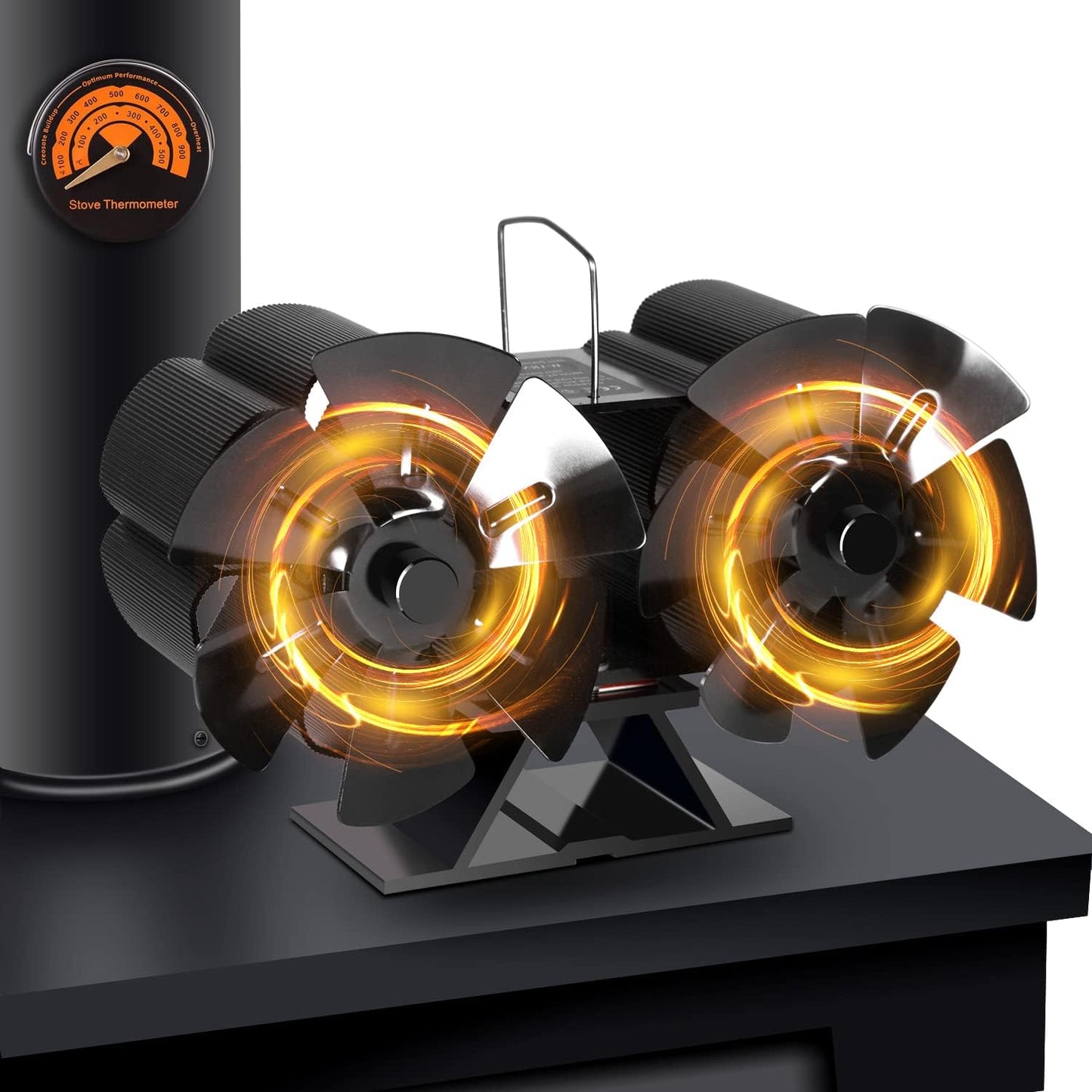 12-Blade Dual-Motor Heat-Powered Wood Stove Fan