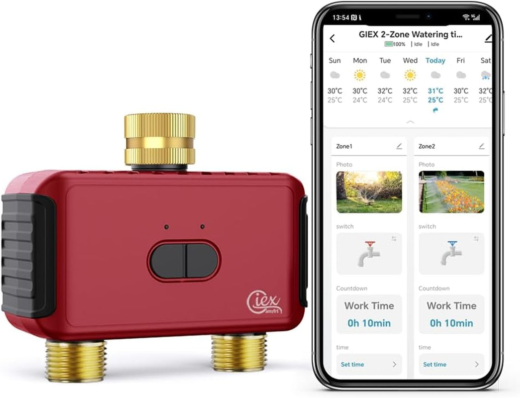 2-Zone Smart WiFi Water Timer with Full Brass Connectors