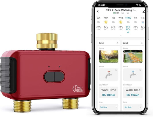 2-Zone Smart WiFi Water Timer with Full Brass Connectors