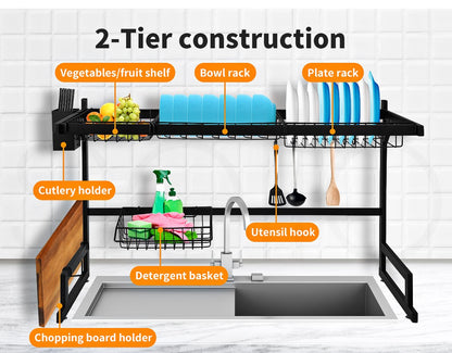 2-Tier Stainless Steel Over-Sink Dish Drying Rack